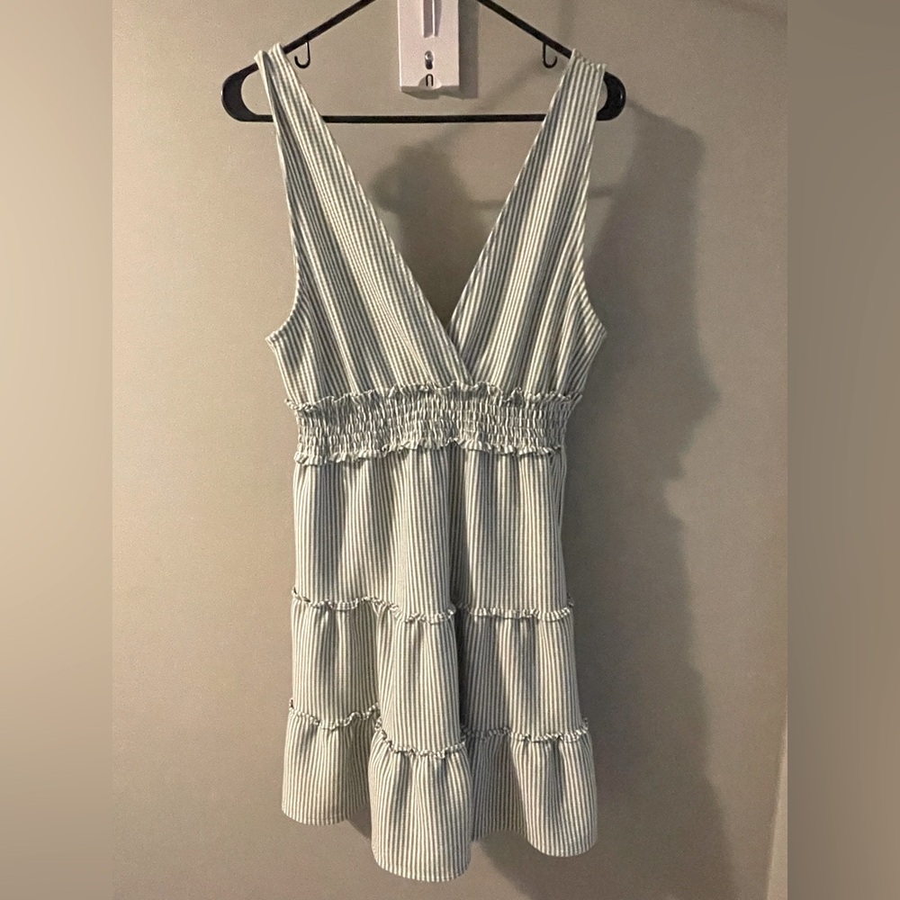 American Eagle Green and white striped mini Dress, M